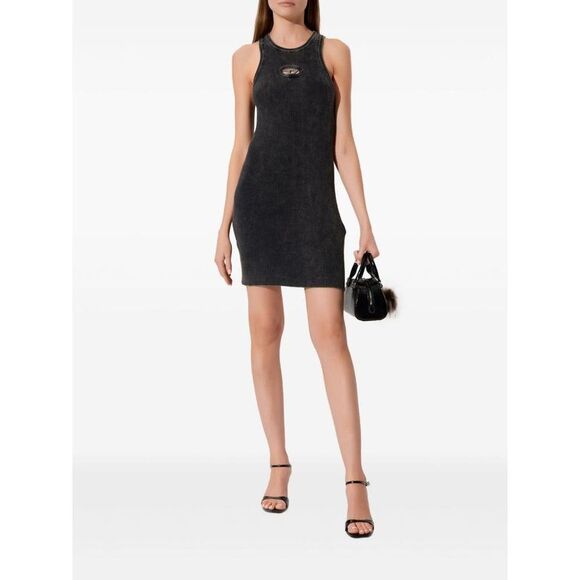 DIESEL Distressed Long Sleeve Mini Dress Women BLACK Dresses - Picture 7 of 8